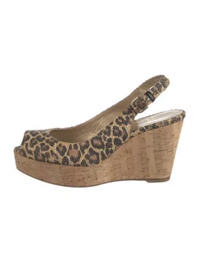 Pre-owned Stuart Weitzman Animal Print Slingback Pumps In Neutral