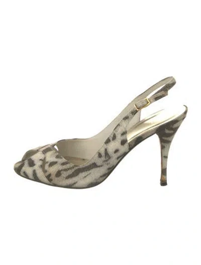 Pre-owned Stuart Weitzman Animal Print Slingback Pumps In Neutral