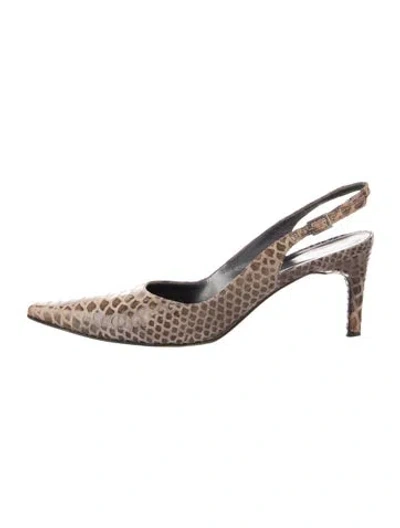 Pre-owned Stuart Weitzman Animal Print Slingback Pumps In Neutrals