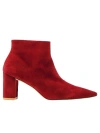 STUART WEITZMAN ANKLE BOOT IN CARDINAL SUEDE 75 MM HEEL,c8762928-f9ad-ea3d-073a-37559954ed5a