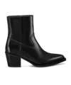 Stuart Weitzman Leather Block Heel Ankle Boots With Pointed Toe In Black