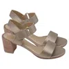 Stuart Weitzman Ankle Strap Block-heel Sandals In Metallic Gold Leather In Neutral