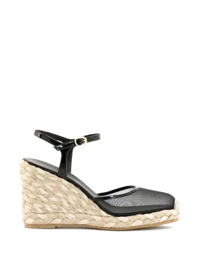 Stuart Weitzman Ankle Strap Espadrilles In Black