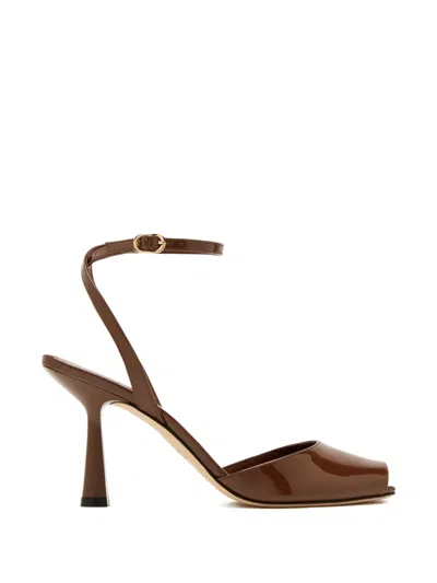 Stuart Weitzman Ankle-strap Peep-toe Pumps In Brown
