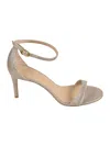 Stuart Weitzman Woman Sandals Platinum Size 5.5 Textile Fibers In Poudre