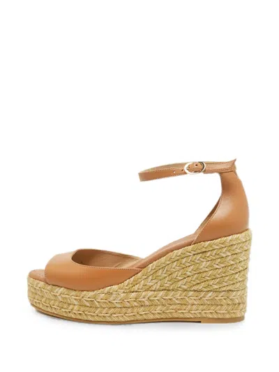 Pre-owned Stuart Weitzman Ankle-strap Heeled Espadrilles In Brown