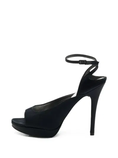 Pre-owned Stuart Weitzman Ankle-strap Heeled Sandals In 黑色