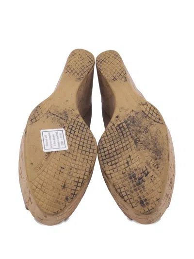 Pre-owned Stuart Weitzman Anna Peep-toe Wedge Pumps In Brown