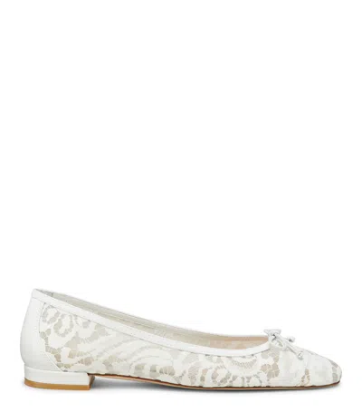Stuart Weitzman , Arabella Ballet Flat, Flats And Loafers, White, Garden Lace/lacquered Nappa