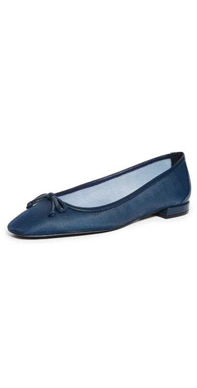 Stuart Weitzman Women's Arabella Leather-trimmed Mesh Ballet Flats In Nice Blue