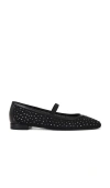 Stuart Weitzman Arabella Mesh Stud Ballerina Flats In Black Mesh