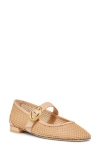Stuart Weitzman Arabella Net Mary Jane Ballerina Flats In Ginger