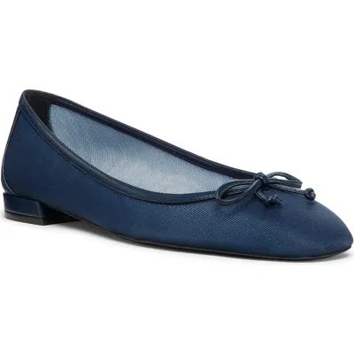 Stuart Weitzman Arabella Bow-detailed Mesh Ballet Flats In Nice Blue