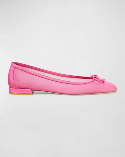 Stuart Weitzman Women's Arabella Mesh Bow Ballet Flats In Pink