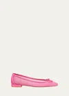 Stuart Weitzman Arabella Mesh Bow Ballerina Flats In Dahlia