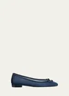 Stuart Weitzman Arabella Bow-detailed Mesh Ballet Flats In Nice Blue
