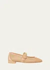 Stuart Weitzman Arabella Net Mary Jane Ballerina Flats In Ginger