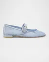 Stuart Weitzman Arabella Net Mary Jane Ballerina Flats In Cielo