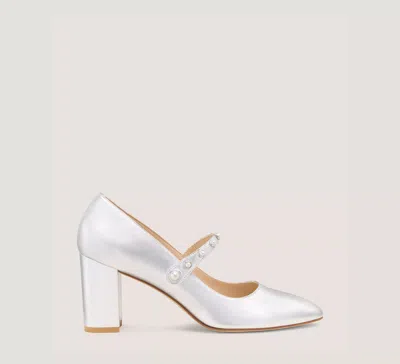 Stuart Weitzman Ari Pearl Mary Jane 75 In Silver