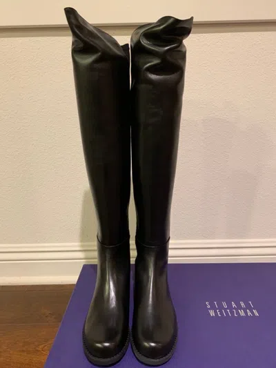 Pre-owned Stuart Weitzman Authentic  Women's 5050 Over-the-knee Boots Black Napa