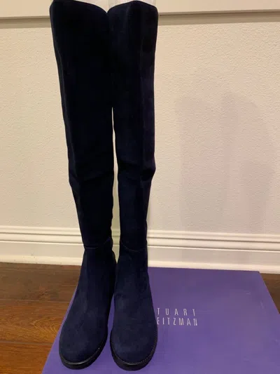 Pre-owned Stuart Weitzman Authentic  Women's 5050 Over-the-knee Boots Nice Blue Suede