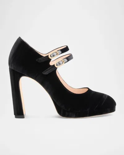 Stuart Weitzman Babette 100mm Suede Platform Mary Janes In Multi