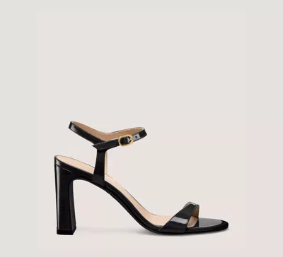 Stuart Weitzman Babette Patent Leather Ankle-strap Sandals In Black