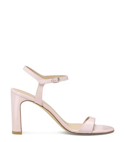 Stuart Weitzman Babette Patent Leather Ankle-strap Sandals In Pink