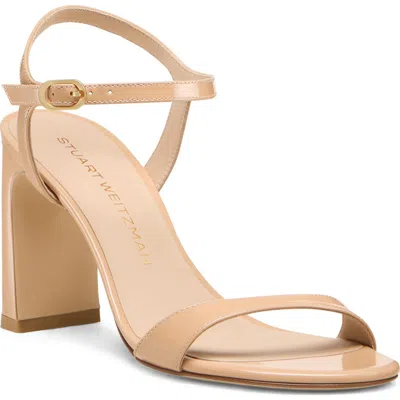 Stuart Weitzman Babette Patent Ankle-strap Sandals In Neutral