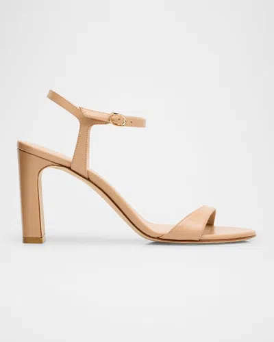 Stuart Weitzman Babette Patent Leather Ankle-strap Sandals In Neutral