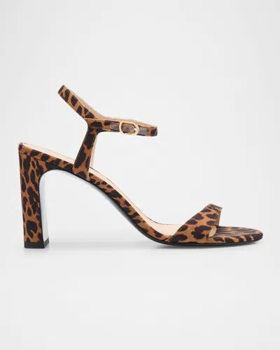 Stuart Weitzman Babette Leopard-print Ankle-strap Sandals In Multi