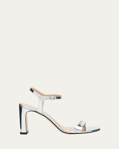 STUART WEITZMAN BABETTE METALLIC ANKLE-STRAP SANDALS