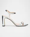 Stuart Weitzman Babette Metallic Ankle-strap Sandals In Silver