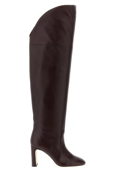 Stuart Weitzman Maroon Leather Boots In Burgundy