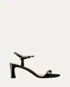 Stuart Weitzman Babette Patent Ankle-strap Sandals In Black
