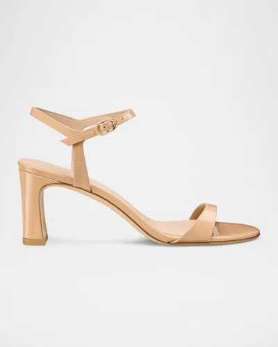 Stuart Weitzman Babette Patent Ankle-strap Sandals In Neutral
