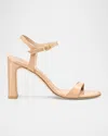 Stuart Weitzman Babette Patent Leather Ankle-strap Sandals In Brown