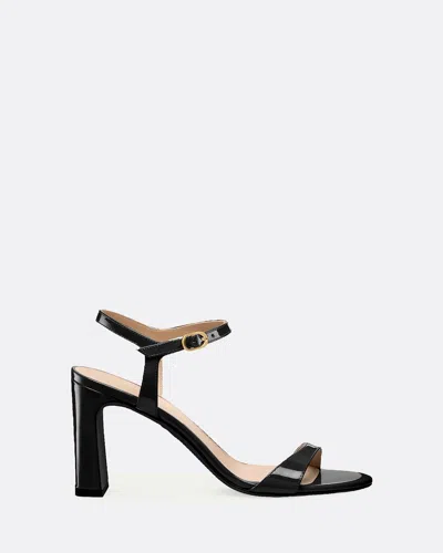 Stuart Weitzman Babette Patent Leather Ankle-strap Sandals In Black