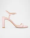 Stuart Weitzman Babette Patent Leather Ankle-strap Sandals In Pink