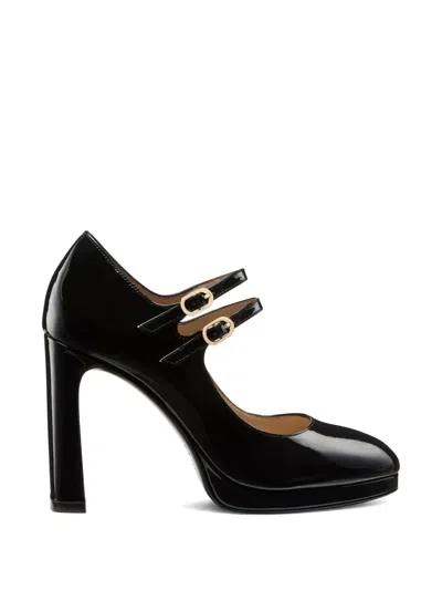 Stuart Weitzman 100mm Babette Patent Leather Platform Mary Jane Pumps In Black