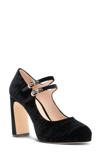 Stuart Weitzman Babette Platform Mary Jane Pump In Black Velvet