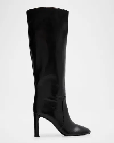 Stuart Weitzman Babette Tubo Leather Knee-high Boots In Black