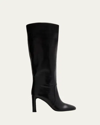 Stuart Weitzman Babette Tubo Leather Knee-high Boots In Black
