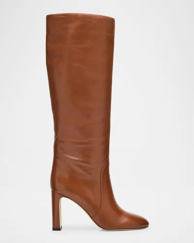 Stuart Weitzman Babette Tubo Leather Knee-high Boots In Brown