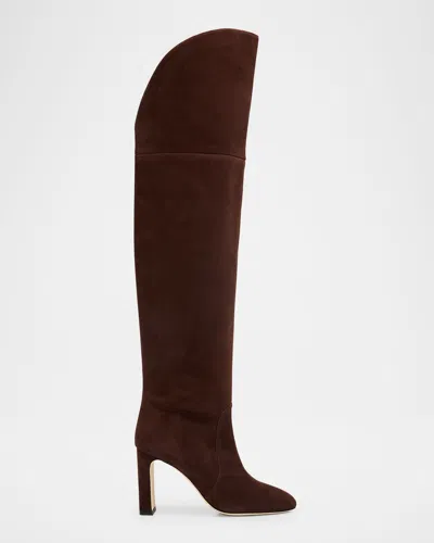 Stuart Weitzman Babette Tubo Suede Over-the-knee Boots In Animal Print