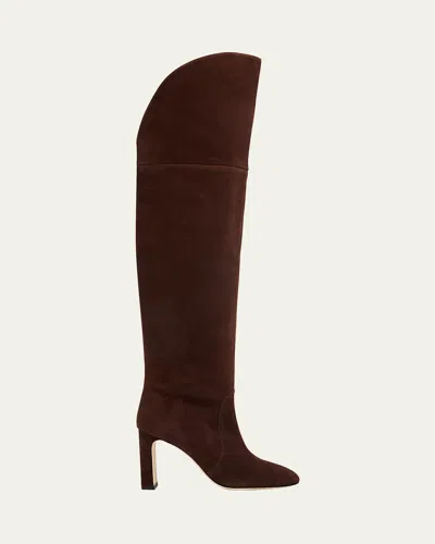 Stuart Weitzman Babette Tubo Suede Over-the-knee Boots In Brown