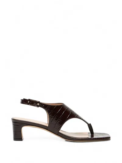 Stuart Weitzman Baby Babette Crocodile-effect Sandals In Brown