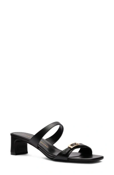 Stuart Weitzman 40mm Baby Babette Leather Slide Sandals In Black
