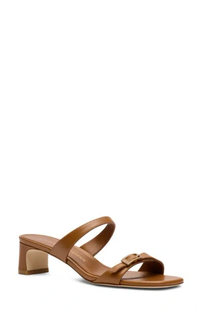 Stuart Weitzman 40mm Baby Babette Leather Slide Sandals In Brown