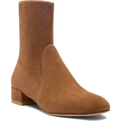 Stuart Weitzman Bacari Leather Bootie In Toasted Almond